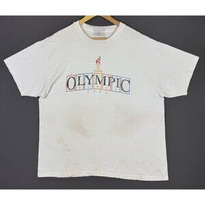 Vintage 1996 Atlanta USA Olympics Hanes XL White Shirt Sports Promo Rare Tee